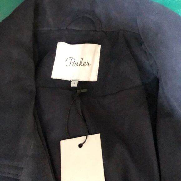 Parker Suede Moto Leather Jacket in Blue - Picture 13 of 16